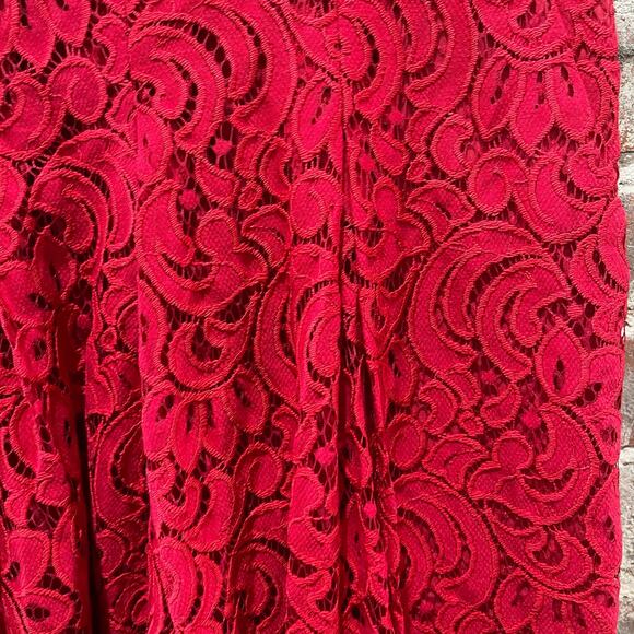 Anthropologie Moulinette Soeurs Jaeda Red Lace Wide-Leg Jumpsuit Size 6 - Picture 8 of 11